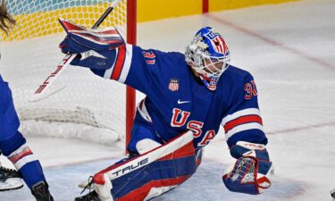 Aerin Frankel makes a save during the 2026 Milan Cortina Olympics.
