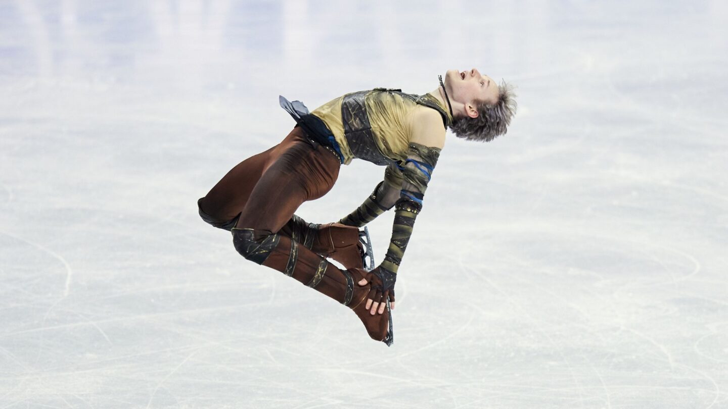 <i>NBC Olympics</i><br/>Ilia Malinin performs a back flip during his short program at the 2026 World Figure Skating Championships.