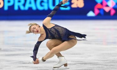 Amber Glenn competes during the women's free skate at the 2026 World Figure Skating Championships.