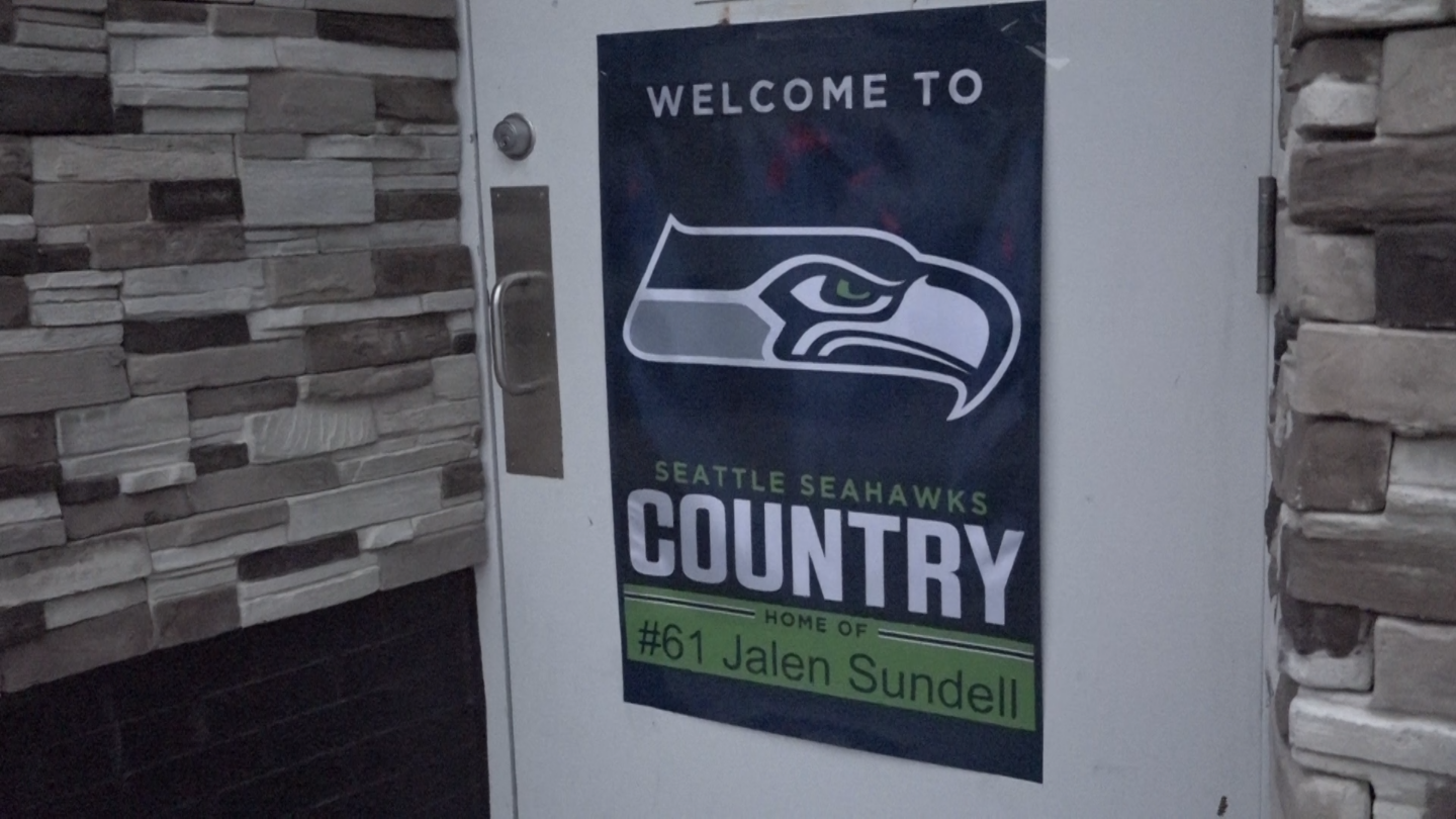 A Seattle Seahawks Flag is showcased at Burny's 'Just One More' Pub and Grub in Maryville, Missouri. 