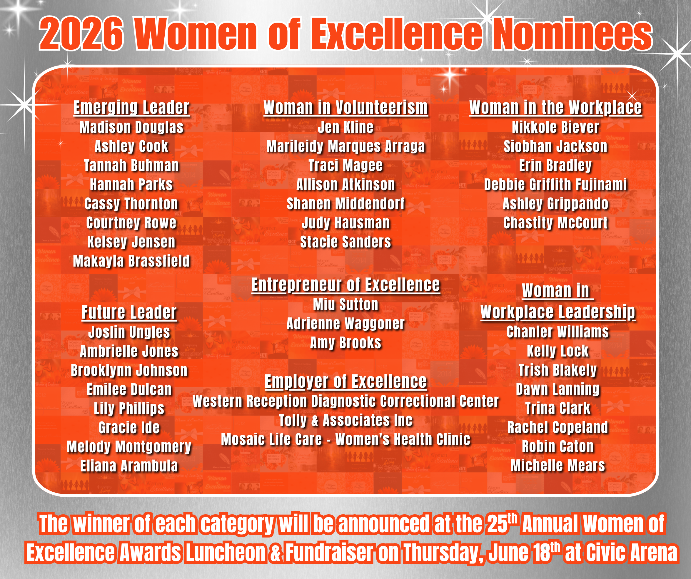 YWCA St. Joseph announced the nominees for the 25th Annual Women of Excellence awards.