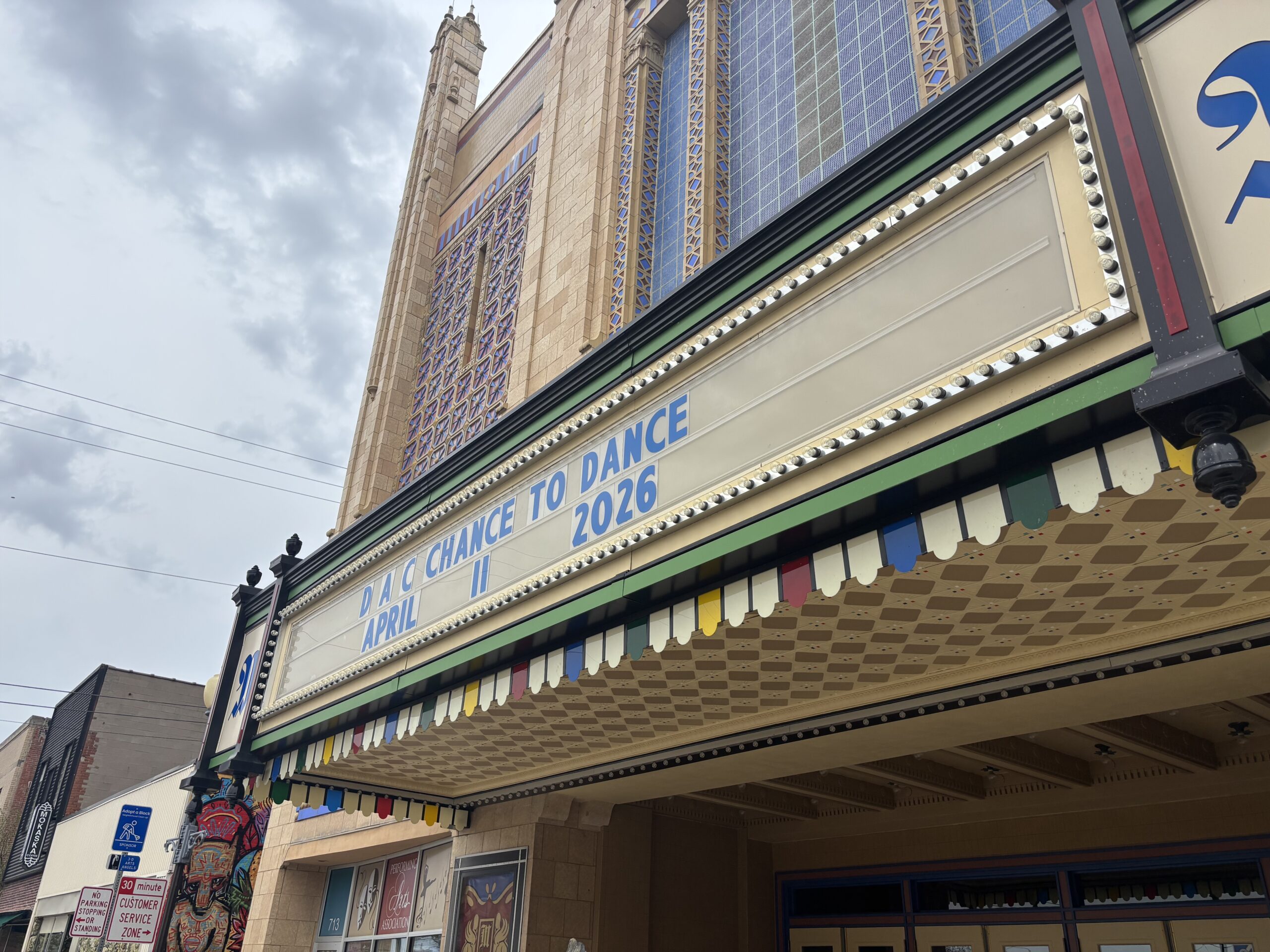 'A Chance to Dance' marquee at The Missouri Theater.
