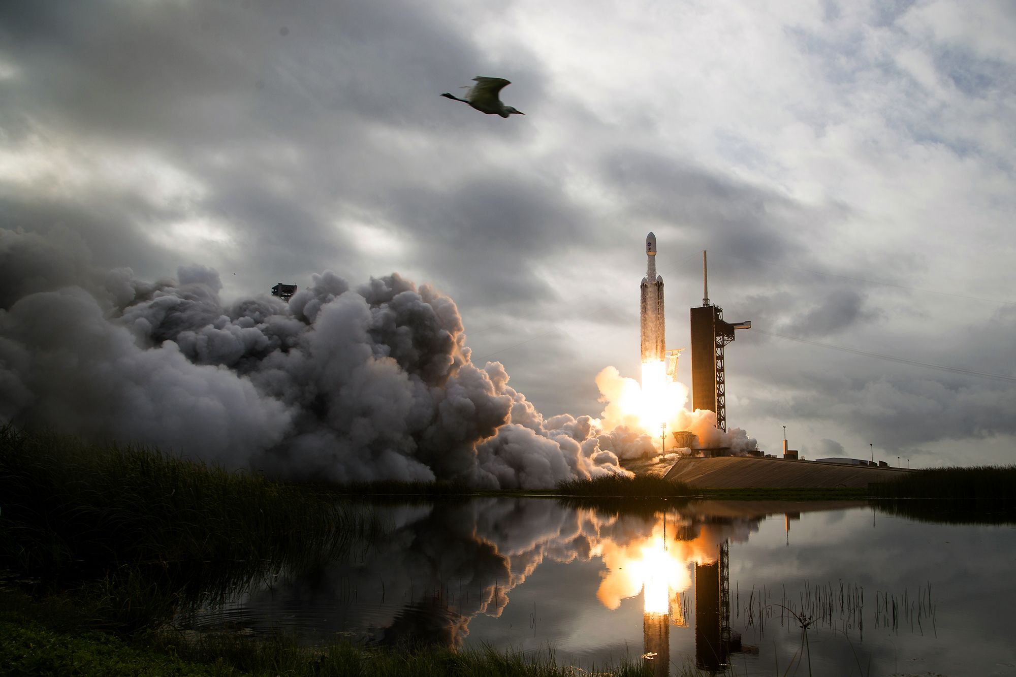 <i>Aubrey Gemignani/NASA/Getty Images via CNN Newsource</i><br/>A SpaceX Falcon Heavy rocket with the Psyche spacecraft onboard launches from Launch Complex 39A