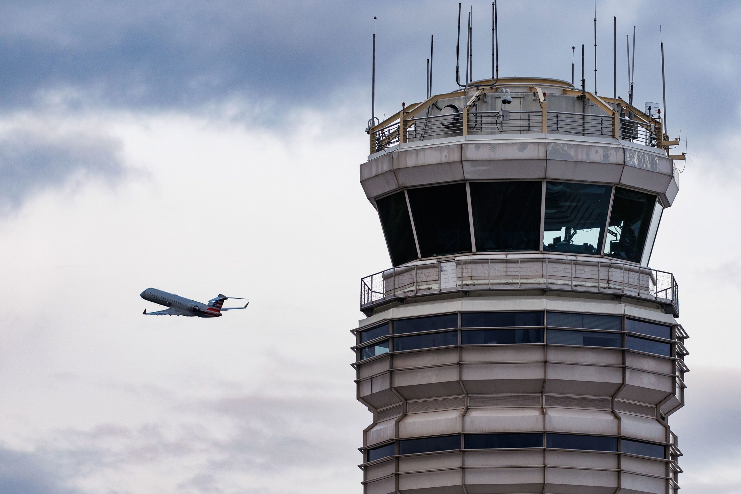 <i>Samuel Corum/Bloomberg via Getty Images via CNN Newsource</i><br/>A plane takes off from Ronald Reagan Washington National Airport in October. The Federal Aviation Administration and Department of Transportation are targeting a new generation of air traffic controllers: video gamers.