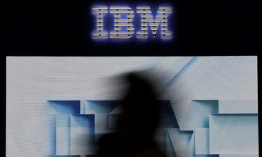 The IBM logo at the Mobile World Congress in Barcelona on March 3.