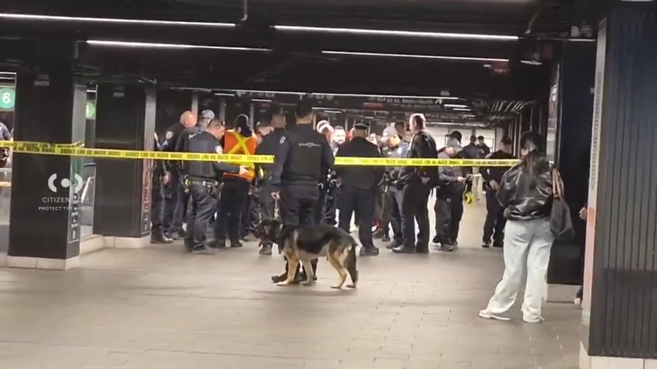 <i>Citizen App via CNN Newsource</i><br/>Authorities respond to stabbing attack at New York's Grand Central station on April 11.
