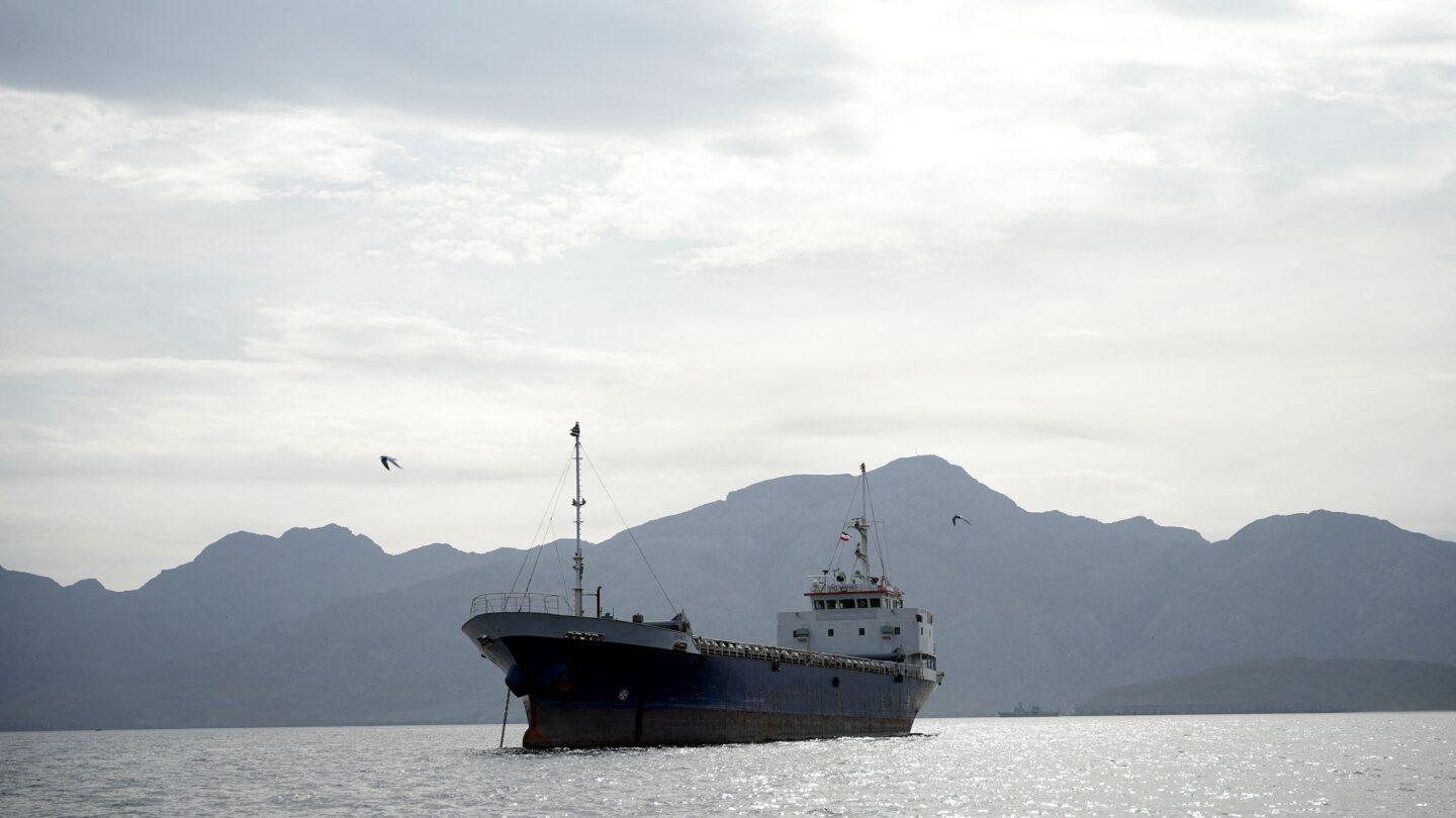 <i>Stringer/Reuters via CNN Newsource</i><br/>A vessel at the Strait of Hormuz