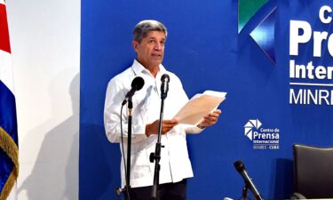 Cuban Deputy Foreign Minister Carlos Fernandez de Cossio speaks at a press conference about the US speedboat in Havana