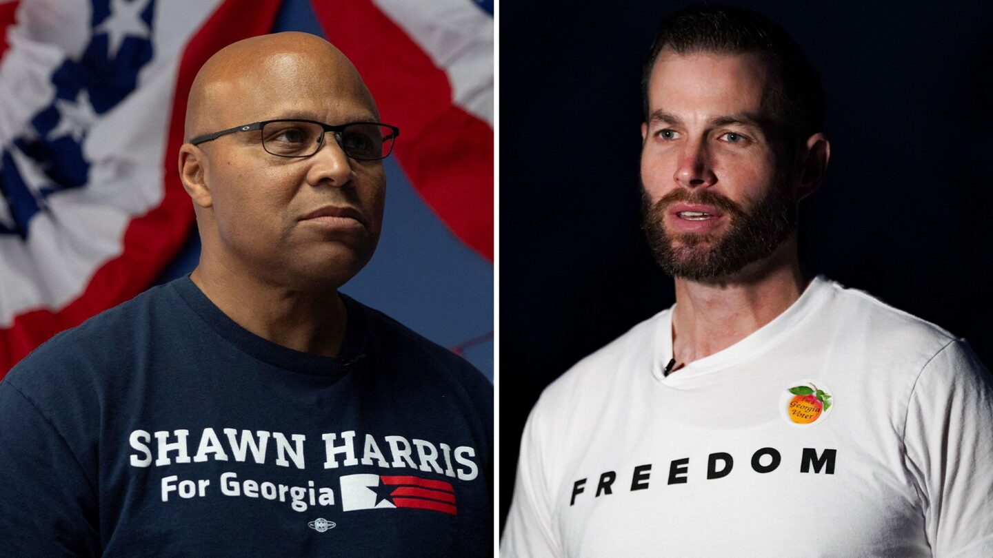 <i>Mike Stewart/AP/File via CNN Newsource</i><br/>Shawn Harris speaks to supporters after learning he would advance to a runoff election