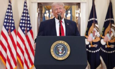 Trump speaks from the White House on April 1 in Washington