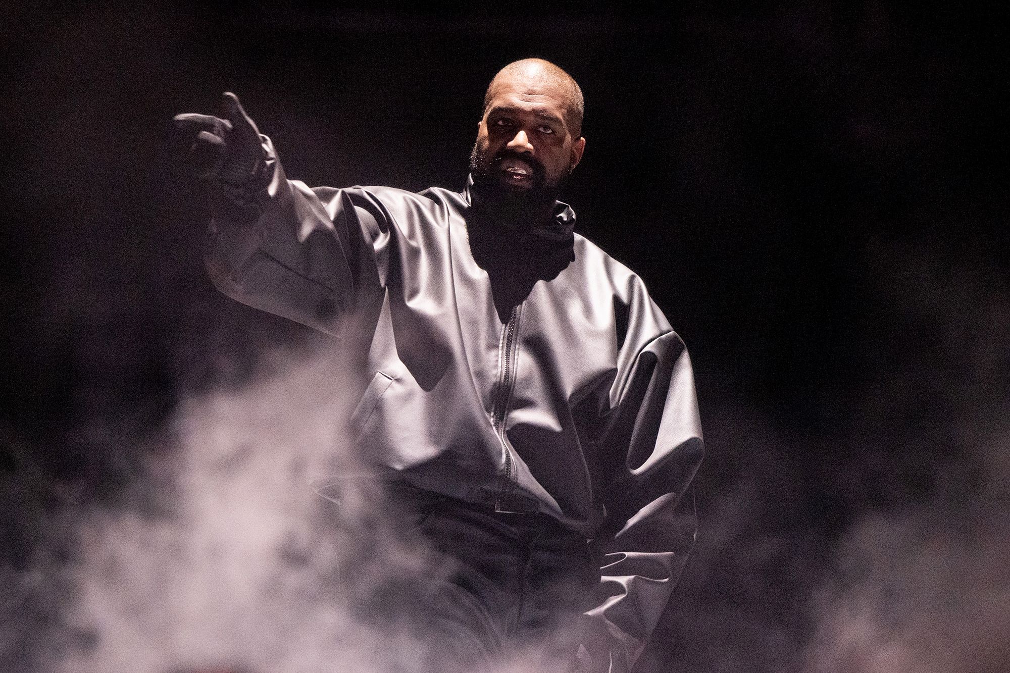 <i>Scott Dudelson/Getty Images via CNN Newsource</i><br/>Rapper Kanye West performs onstage during the 