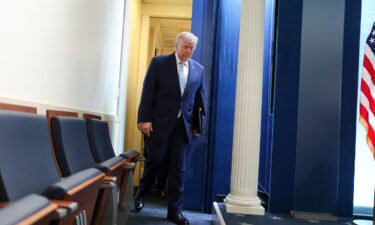 President Donald Trump arrives for a news conference in James S. Brady Press Briefing Room of the White House on Monday.