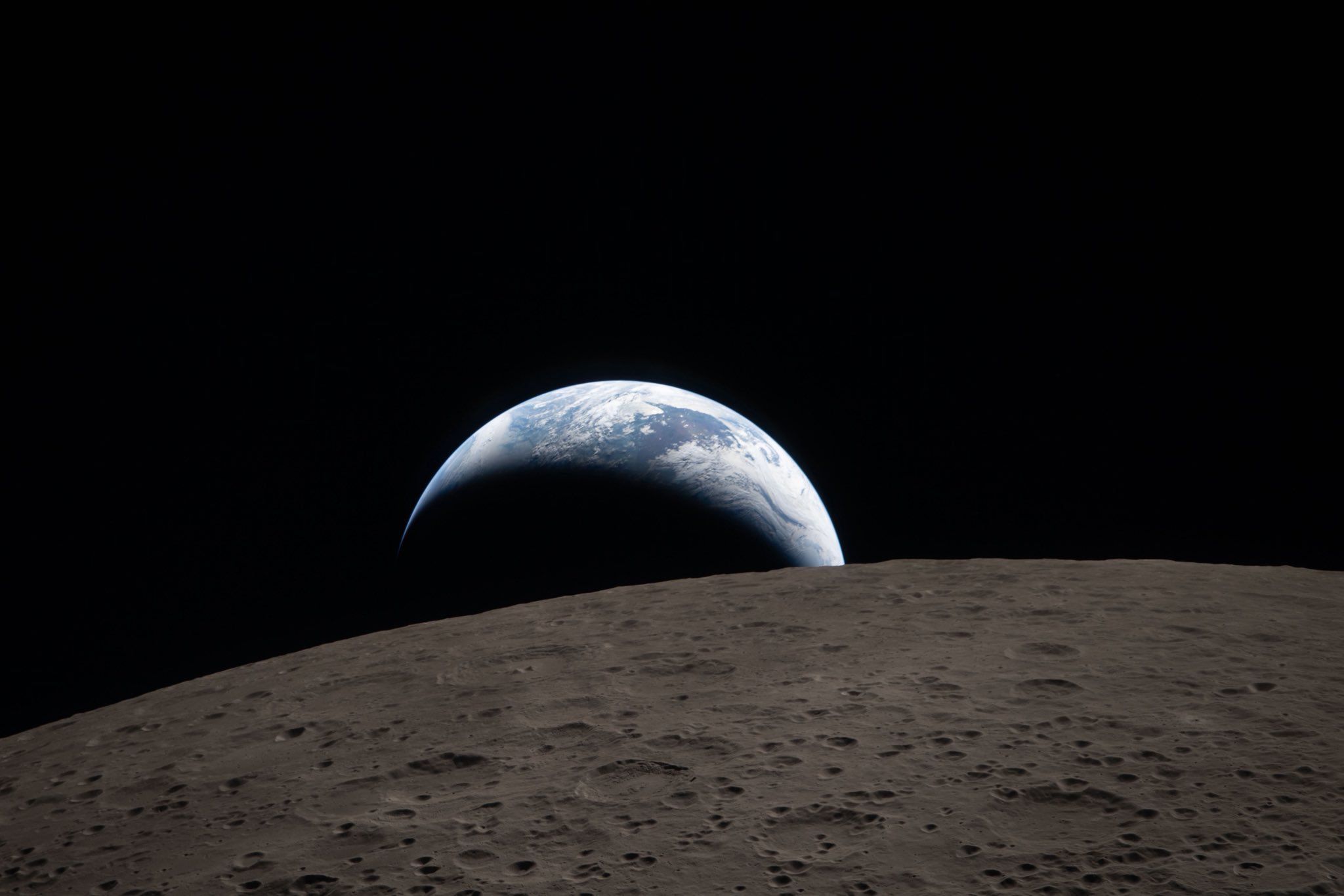 <i>NASA via CNN Newsource</i><br/>The first mission photo from the far side of the moon