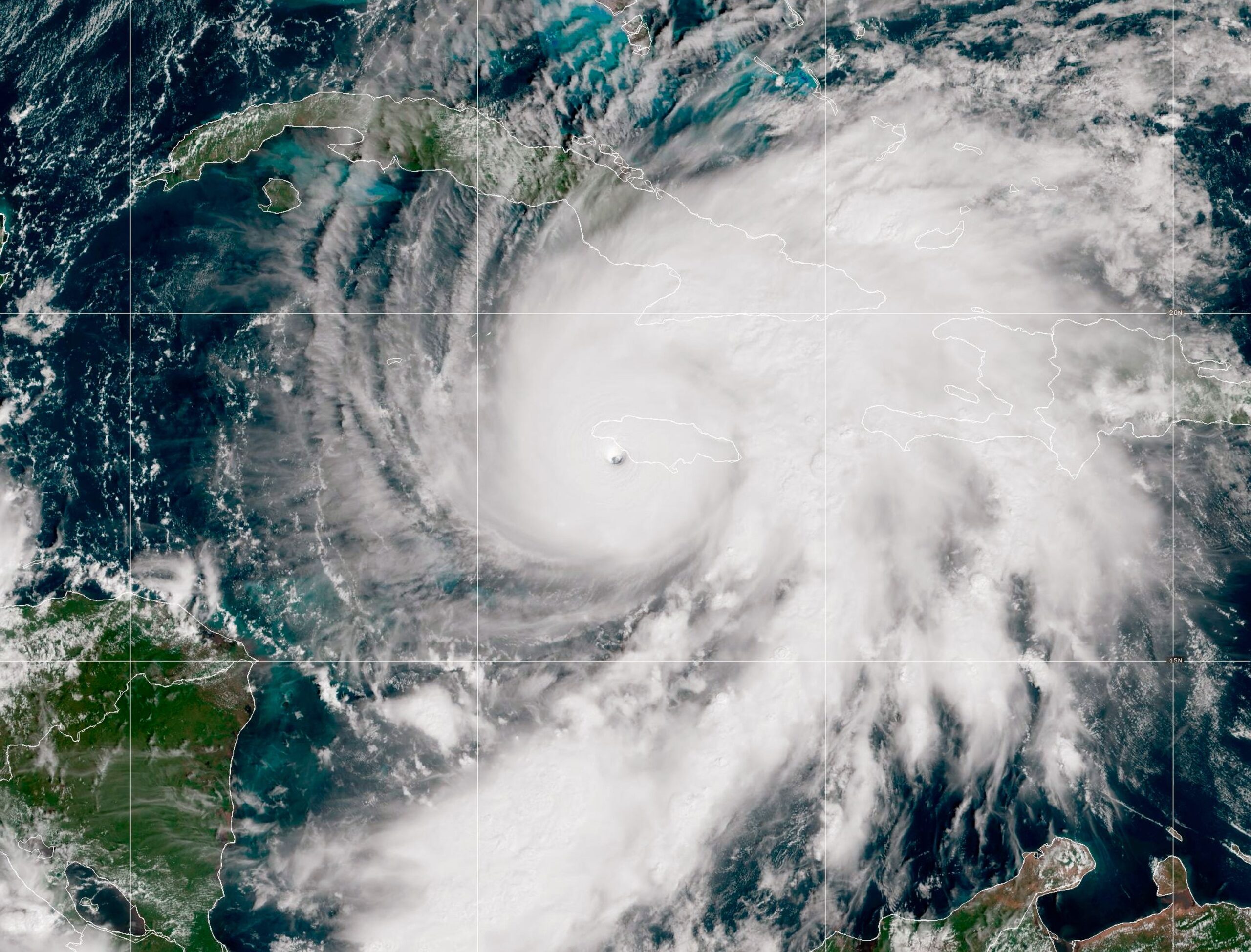 <i>CSU/CIRA & NOAA via CNN Newsource</i><br/>Category 4 Hurricane Franklin sports a clear eye while in the Atlantic Ocean on August 28