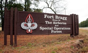 A sign at an entrance gate at Fort Bragg