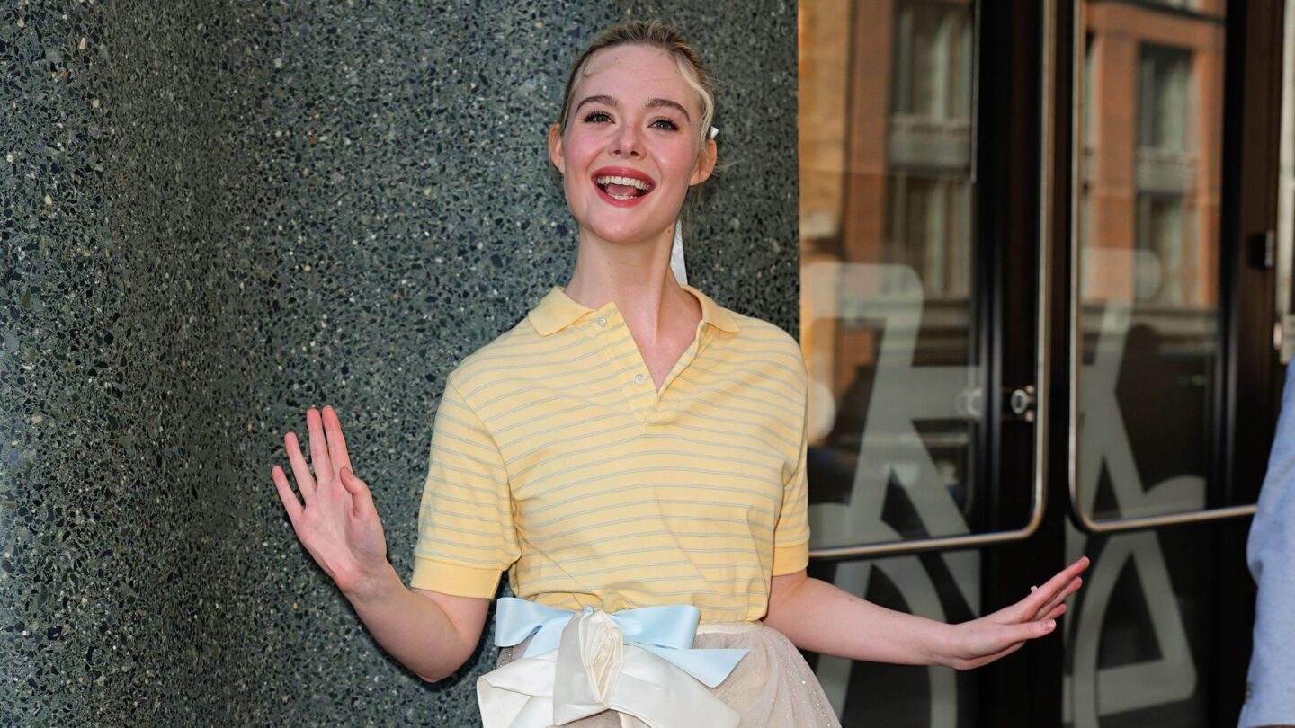 <i>XNY/Star Max/GC Images/Getty Images via CNN Newsource</i><br/>Elle Fanning wore an August Barron look inspired by 