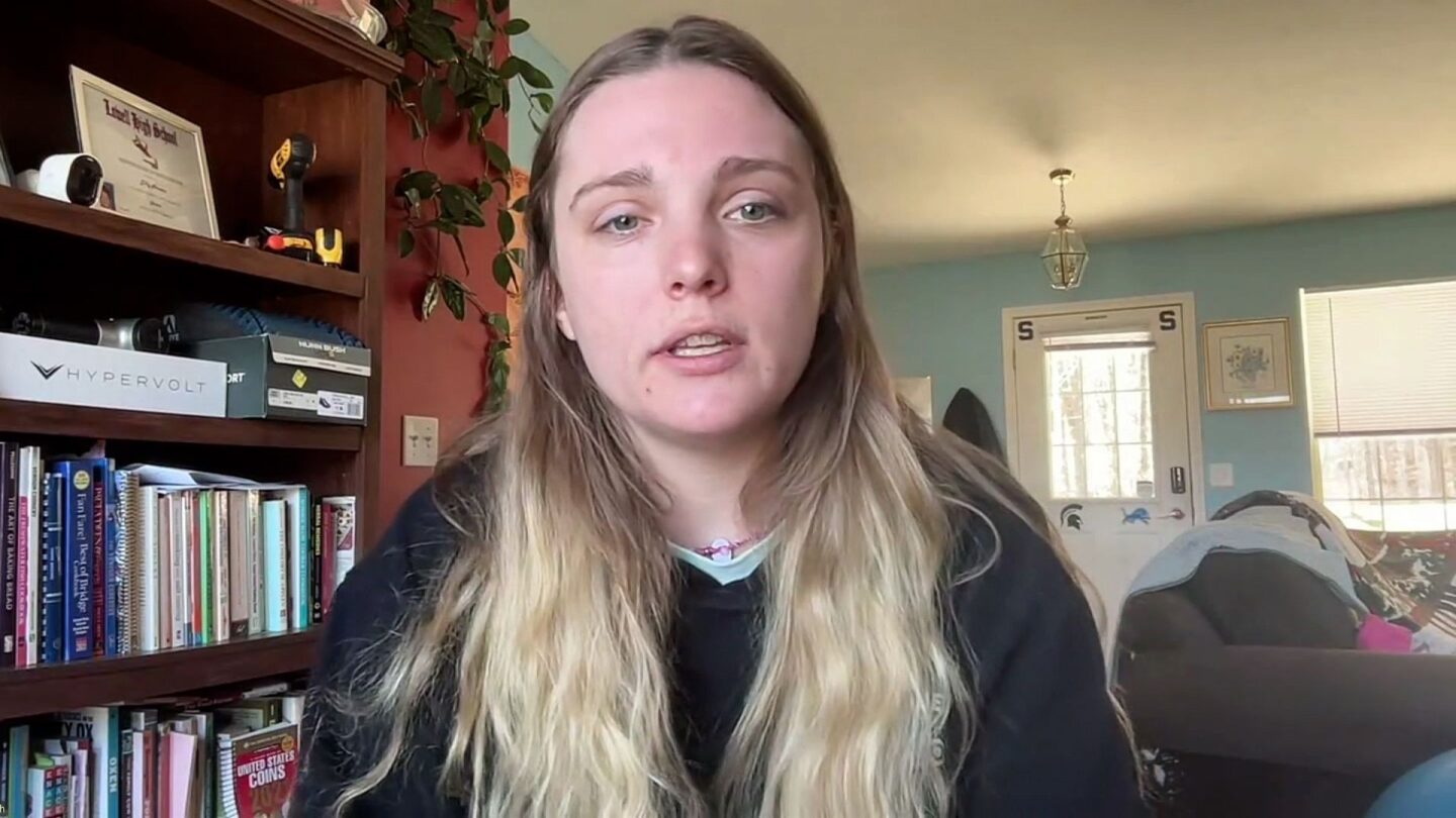 <i>CNN via CNN Newsource</i><br/>Karli Aylesworth is pictured during a video interview with CNN.