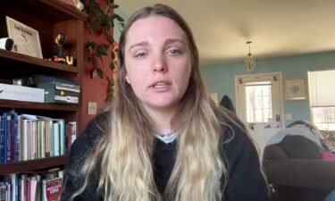 Karli Aylesworth is pictured during a video interview with CNN.