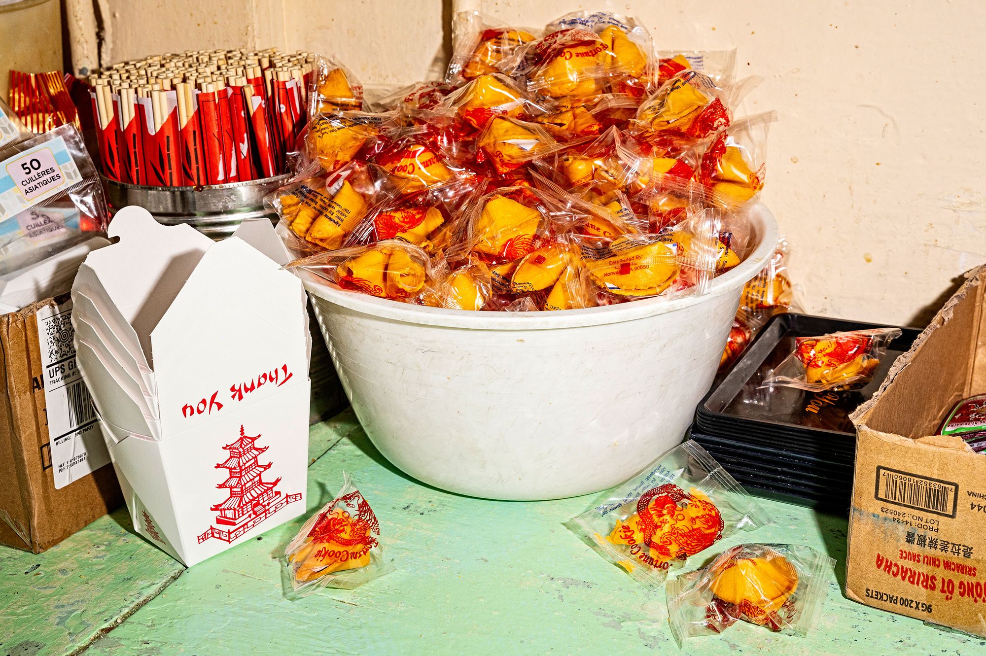 <i>Dai Kurokawa/EPA/Shutterstock via CNN Newsource</i><br/>Packs of fortune cookies can still be found at souvenir shops near temples in Japan.