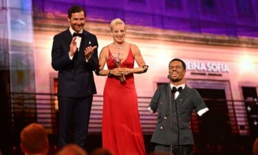 Gabriel Araujo is presented with the Laureus World Sportsperson of the Year with a Disability Award.