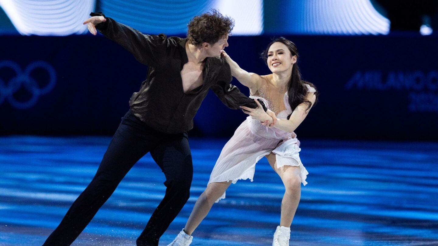 <i>NBC Olympics</i><br/>Madison Chock and Evan Bates perform one of their ice dance routines on the ice.