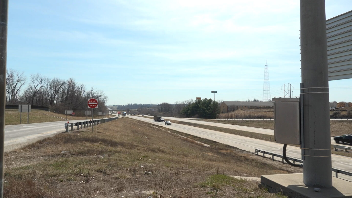 Cars driving on Interstate 29 in St. Joseph.