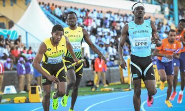 Athletes compete in the men's 4x400m relay qualifying round 1 during the Gaborone 26 World Athletics Relays at the National Stadium in Gaborone on May 2
