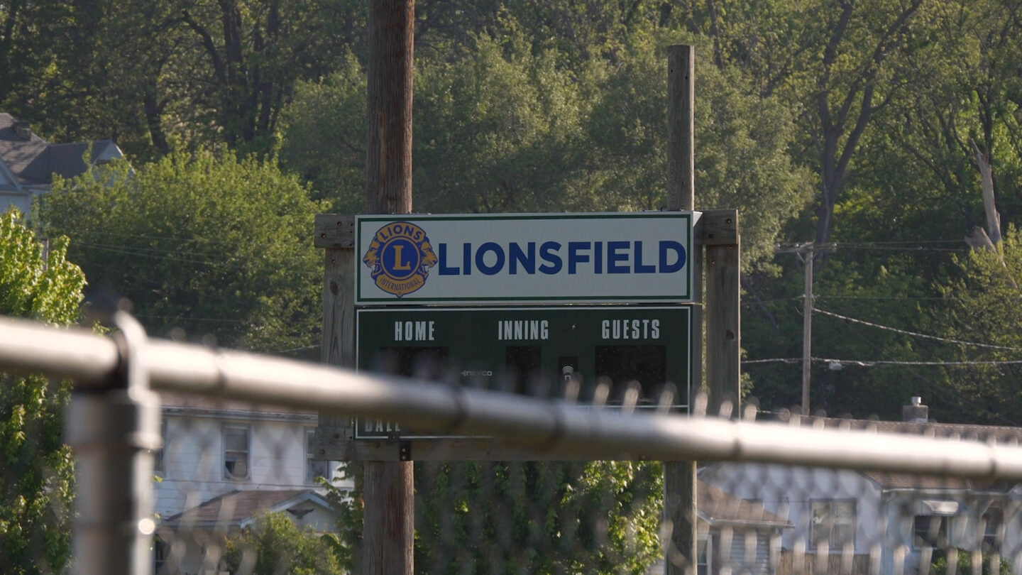 The Lions baseball field   sign.