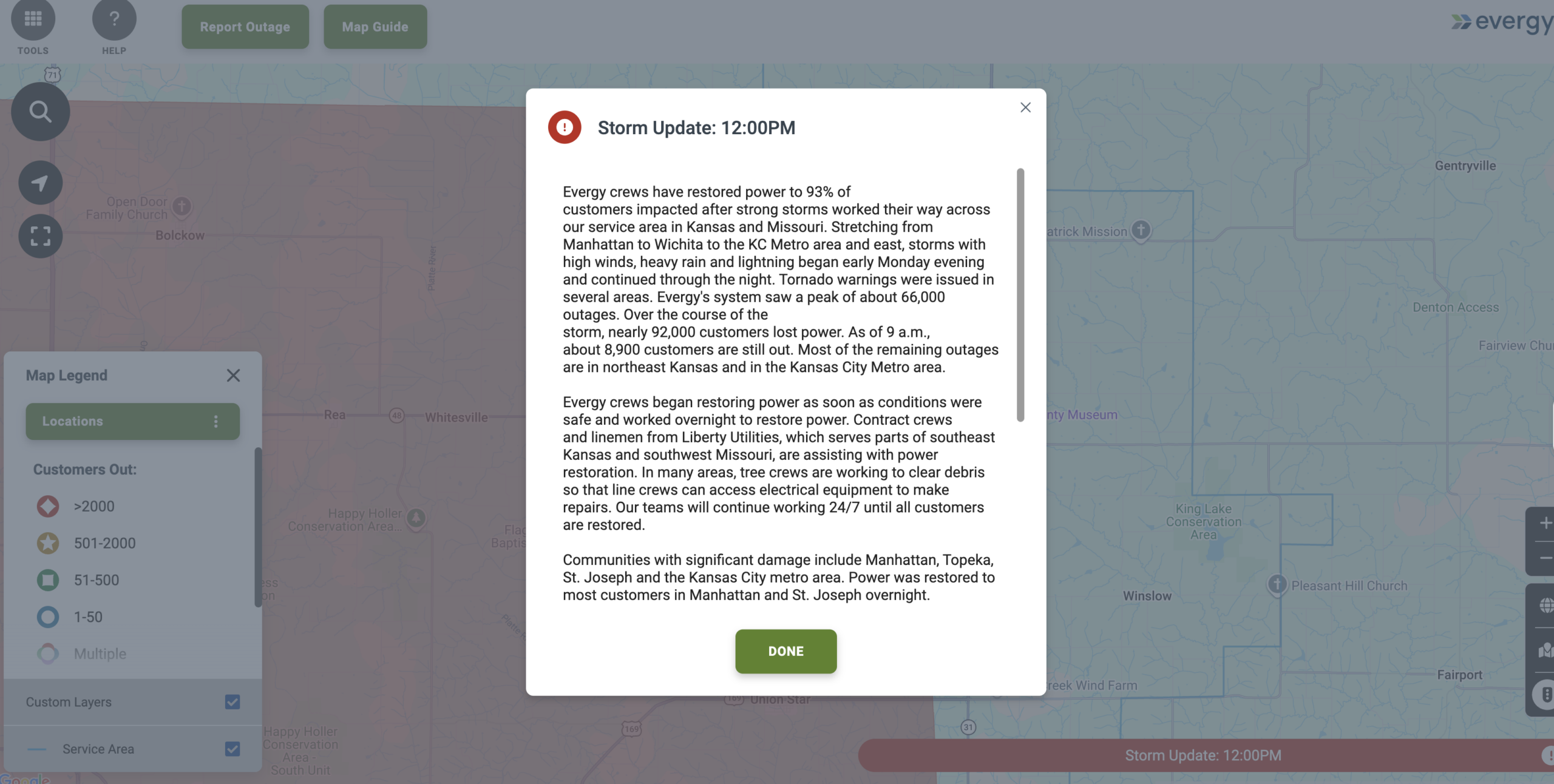 Over 92K total Evergy customers without power during storms, crews work ...