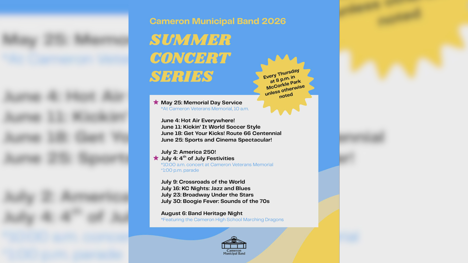 The current image has no alternative text. The file name is: cameron-municipal-band.jpg