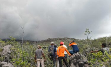 Rescue officials close Mount Dukono following the eruption in North Halmahera Regency