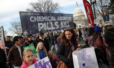 Anti-abortion activists participate in the annual March for Life rally on January 23 in Washington