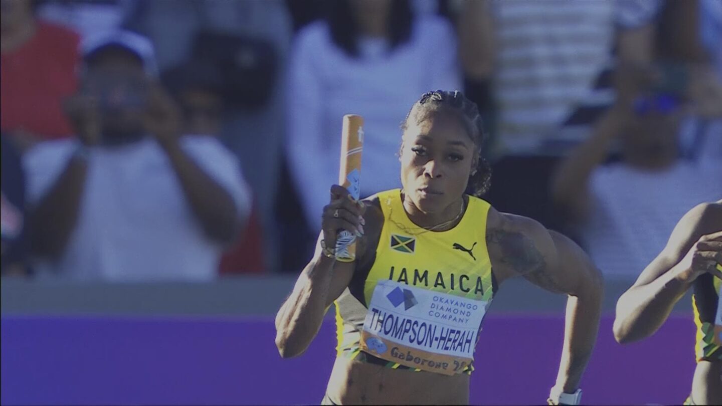 <i>NBC Olympics</i><br/>Jamaica competes in the women's 4x100 at the 2026 World Athletics Relays.