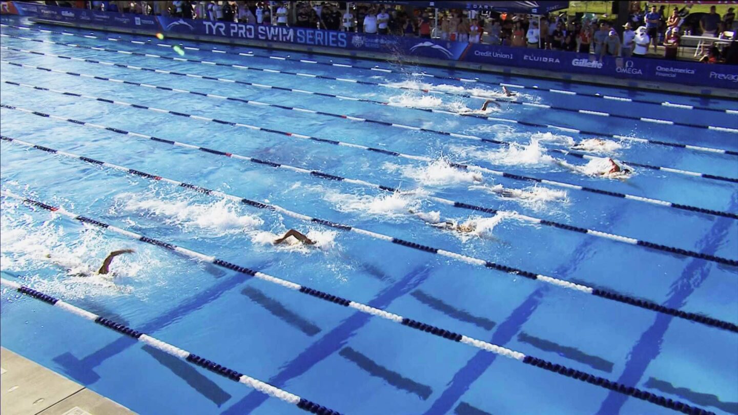 <i>NBC Olympics</i><br/>Swimmers compete in the pool during the Pro Swim Series event in Sacramento