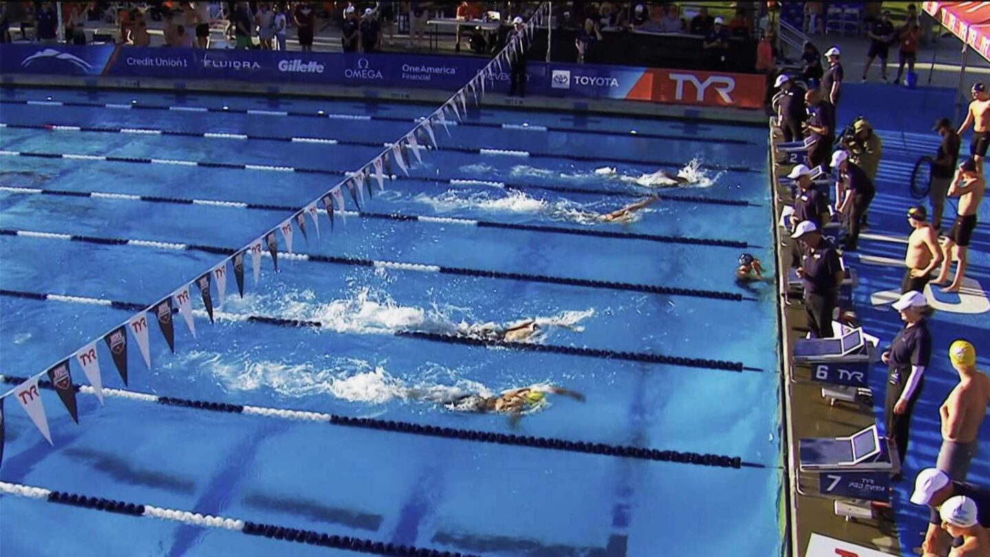 <i>NBC Olympics</i><br/>Swimmers compete in the pool during the Pro Swim Series event in Sacramento