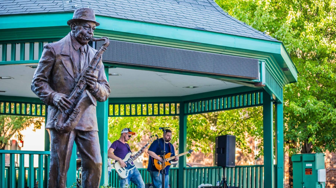 Coleman Hawkins Statue in Downtown St. Joseph.