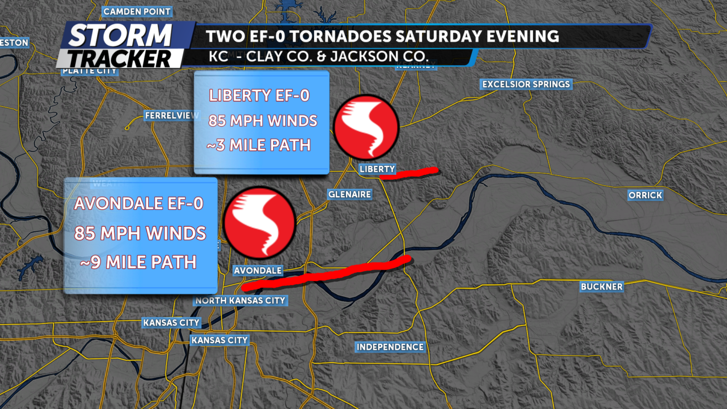 Two EF-0 tornadoes confirmed in Kansas City metro Saturday evening