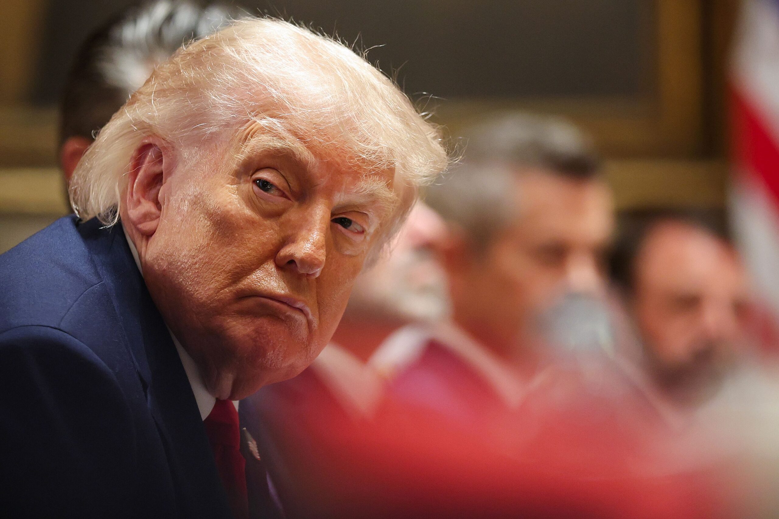 President Donald Trump looks on during a Cabinet meeting at the White House on May 27, 2026 in Washington, DC.