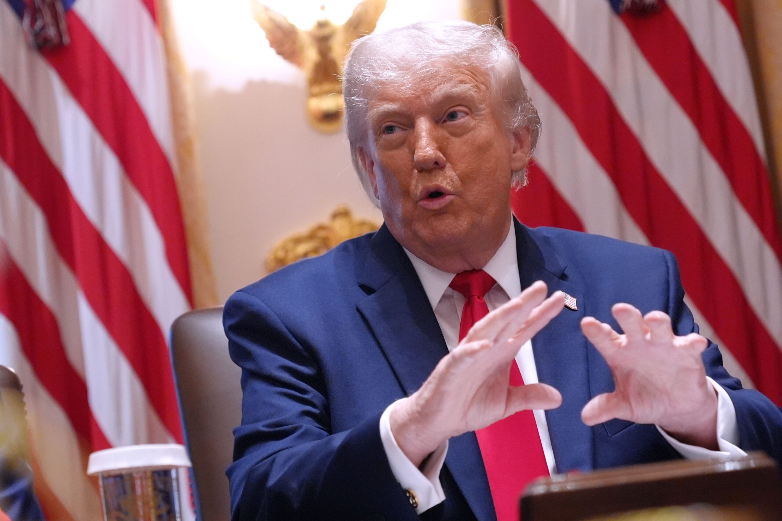 President Donald Trump speaks during a Cabinet meeting at the White House, Wednesday, May 27, in Washington.