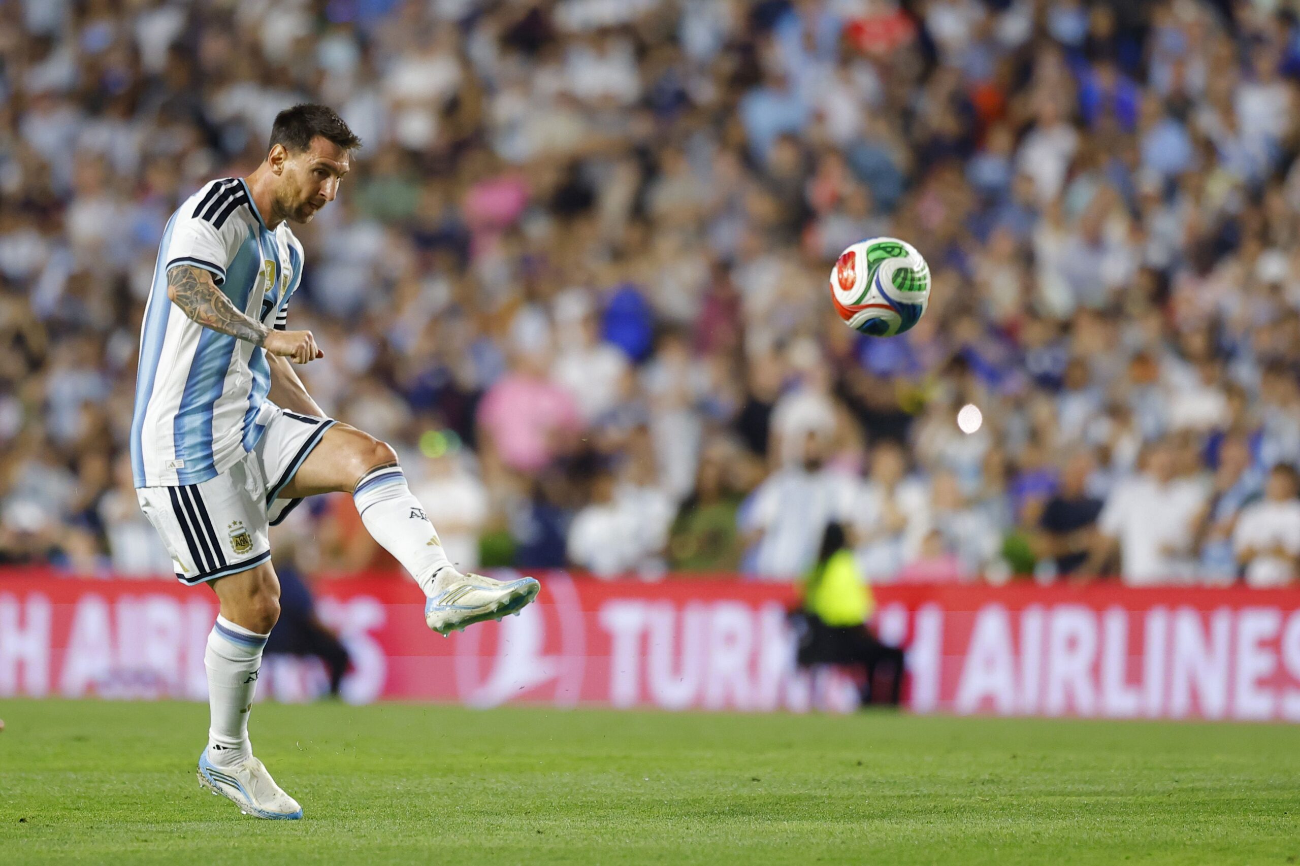 Argentina star Lionel Messi shoots during June 9's friendly against Iceland in Auburn, Alabama.