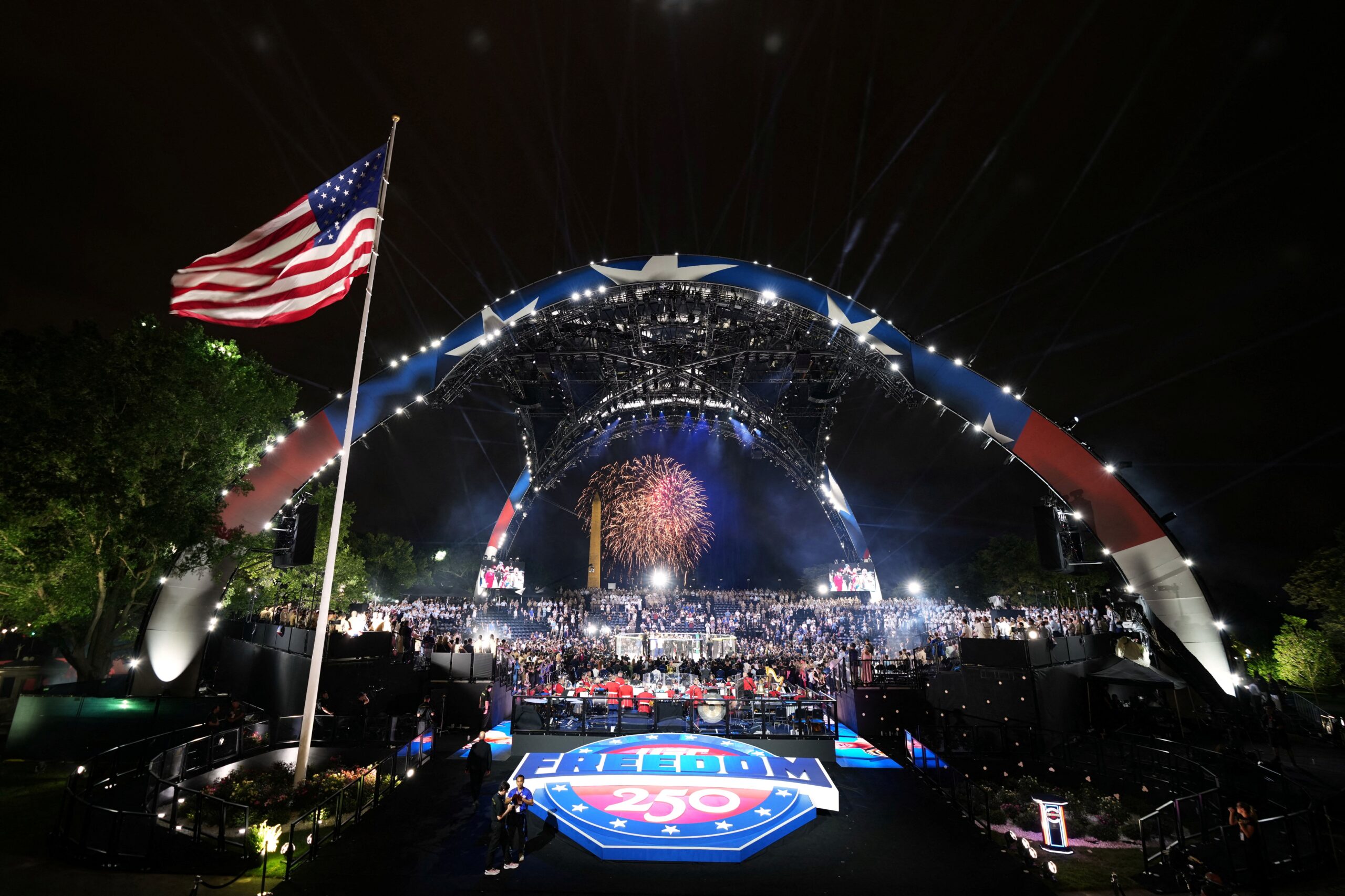 Fireworks explode during UFC Freedom 250, on the South Lawn of the White House, in Washington, D.C. on June 15. Federal officials have arrested multiple people who they claim discussed plots to attack the UFC fight night event at the White House, including by using drones and a gunman, a federal law enforcement official told CNN.