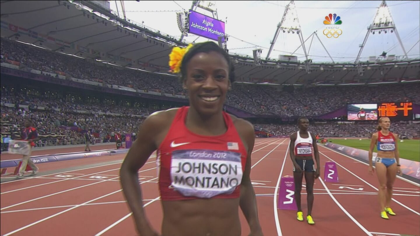 <i>NBC Olympics</i><br/>Alysia Montano gets ready to run in the women's 800m final at the 2012 London Olympics.