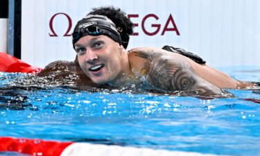 Caeleb Dressel of United States of America reacts after competing in the swimming 100m Butterfly Men Semifinals during the Paris 2024 Olympic Games at La Defense Arena. Paris (France)