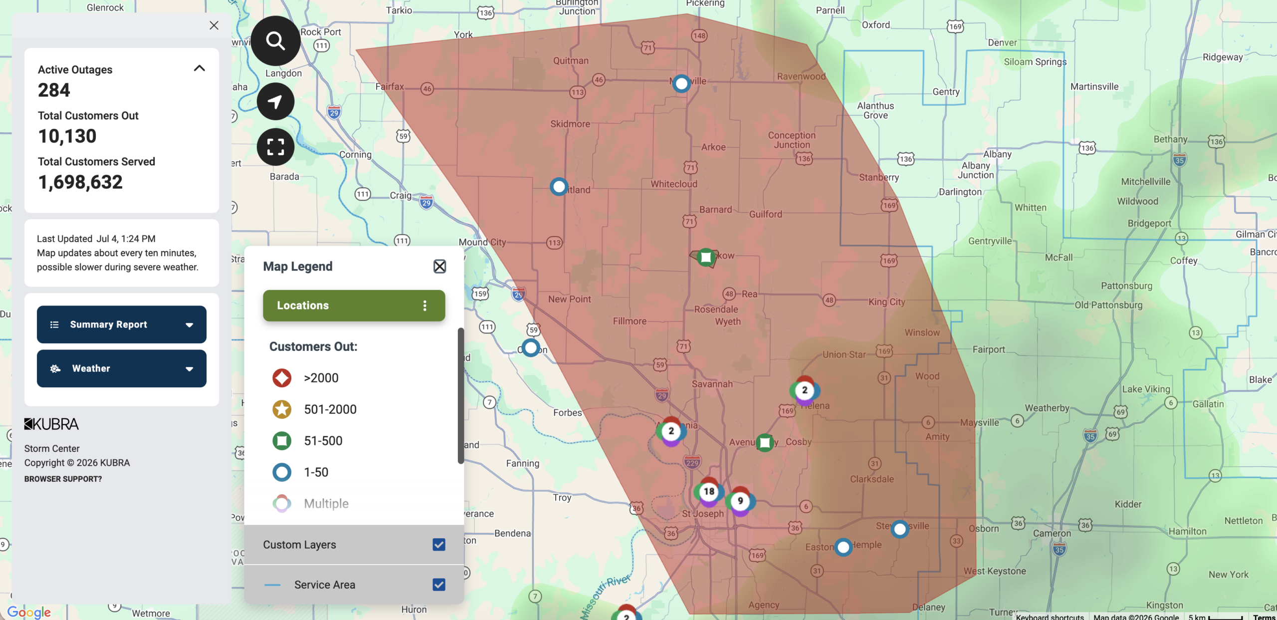 Over 10K Evergy customers without power in Northwest Missouri ...