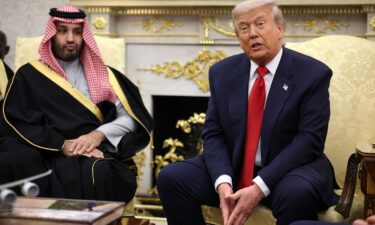 President Donald Trump speaks during a bilateral meeting with Crown Prince and Prime Minister Mohammed bin Salman of Saudi Arabia in the Oval Office of the White House on November 18