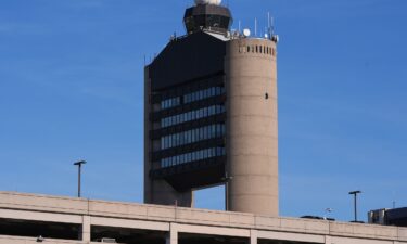 The control tower at Logan Airport in Boston Massachusetts
