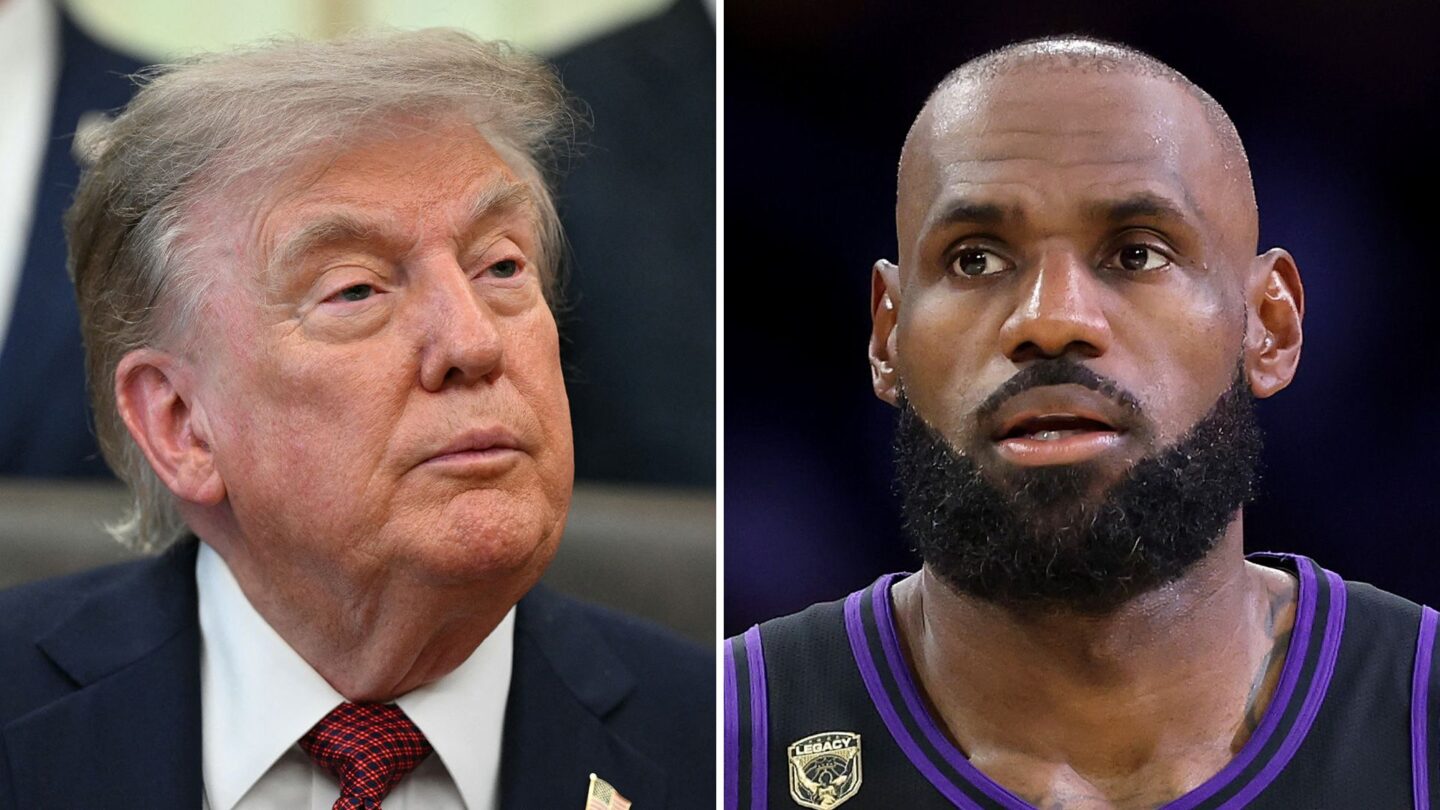 <i>Getty Images via CNN Newsource</i><br/>President Donald Trump and LeBron James are pictured in a split image. Trump suggested that basketball superstar LeBron James might be “a racist