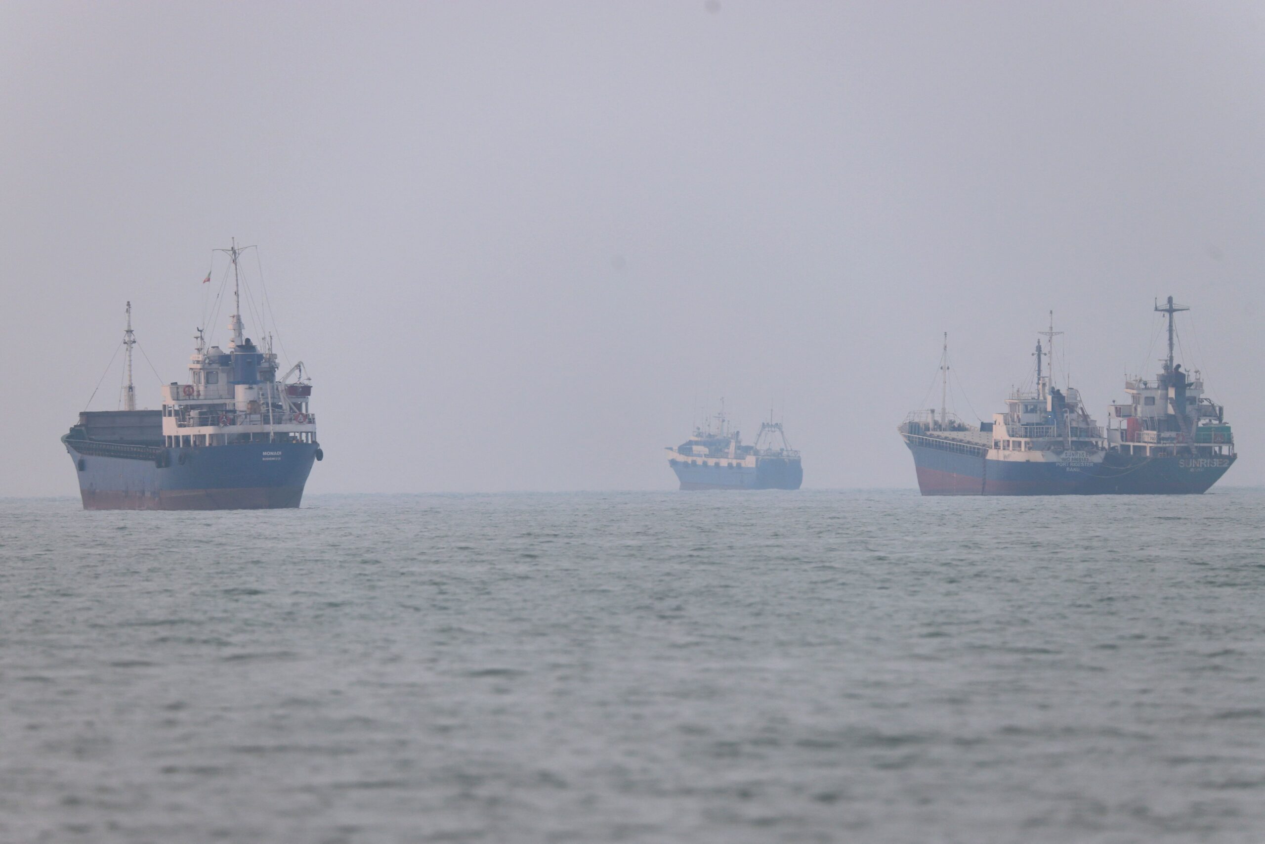 Vessels in the Strait of Hormuz near the beach of Bandar Abbas, Iran, June 30.