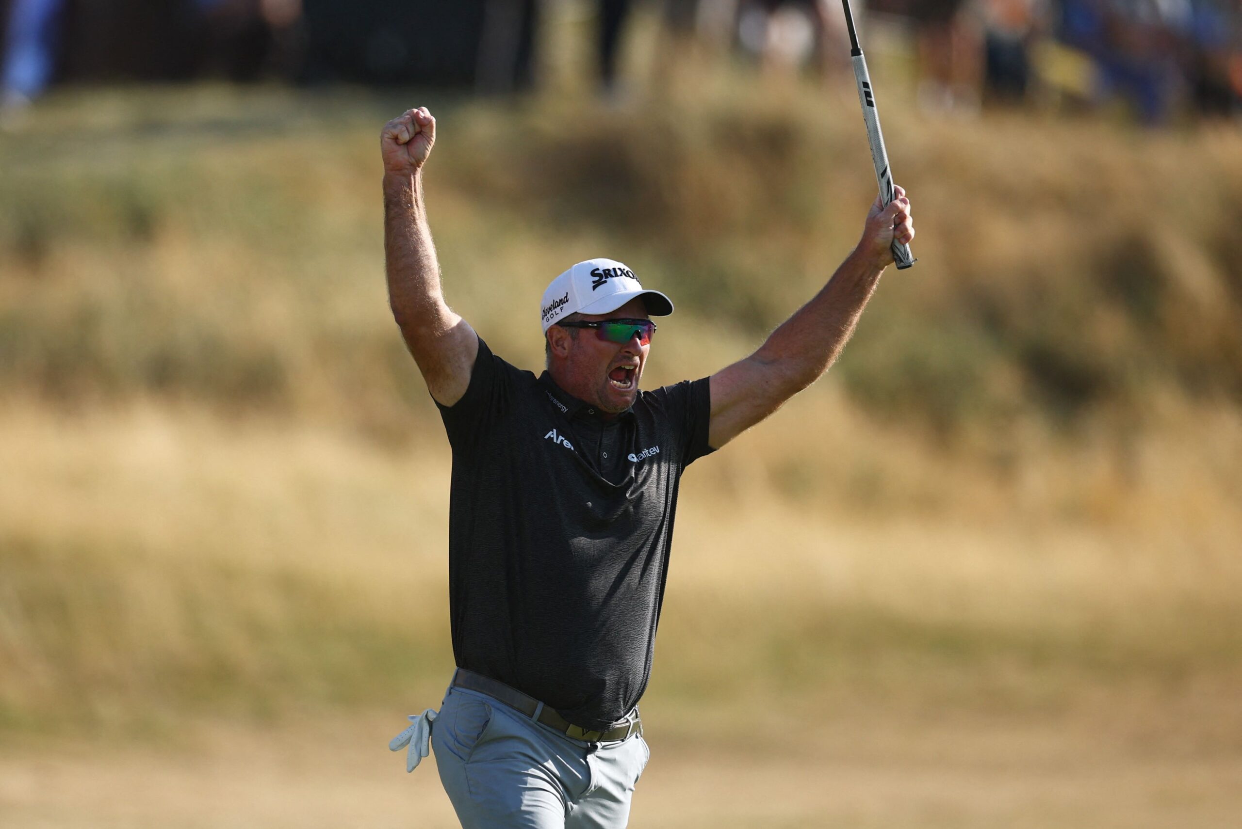 <i>Phil Noble/Reuters via CNN Newsource</i><br/>Ryan Fox celebrates winning the 2026 Open Championship after making a birdie putt on the 18th hole at Royal Birkdale July 19.