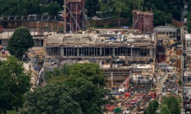 Construction on President Donald Trump's White House ballroom is seen on July 14.